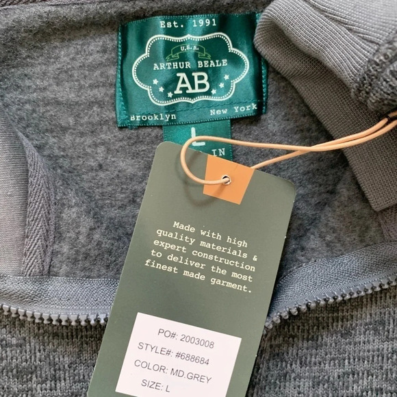 Arthur Beale Fleece 1/2 zip jacket men’s , L - Picture 4 of 9